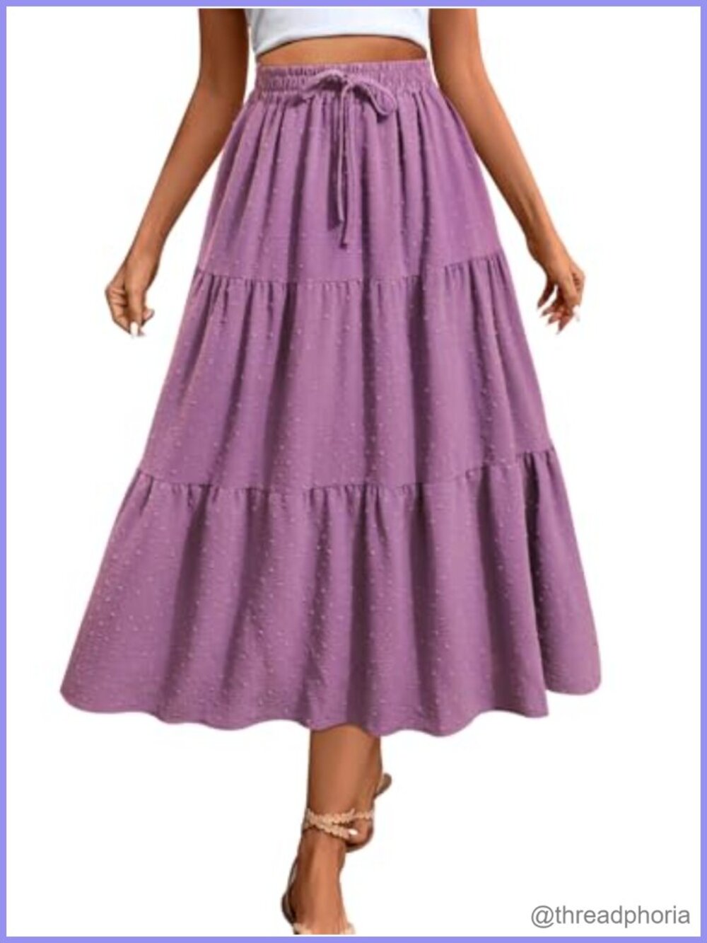 Women's Polka Dot Midi Skirt High Waisted Flowy A-Line